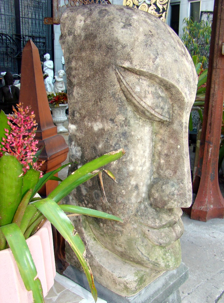 Large Vintage Carved Sculpture of a Pacific Island Head Modernism